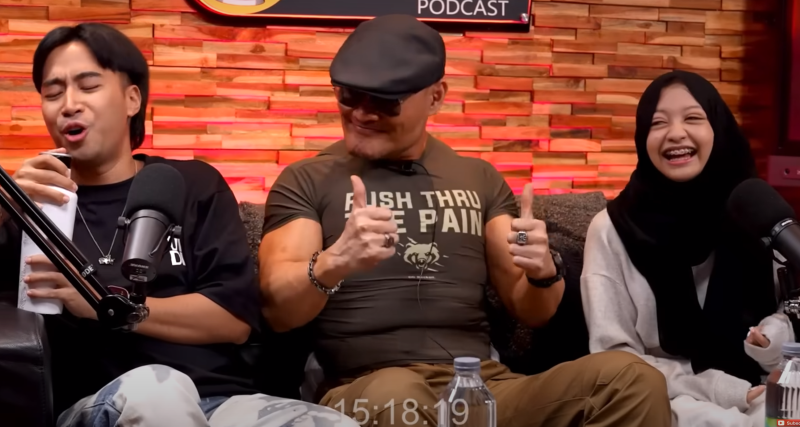 DARI KIRI: Aktris Vidi Aldiano, Deddy Corbuzier, Halda Rianta dalam podcast Deddy Corbuzier.