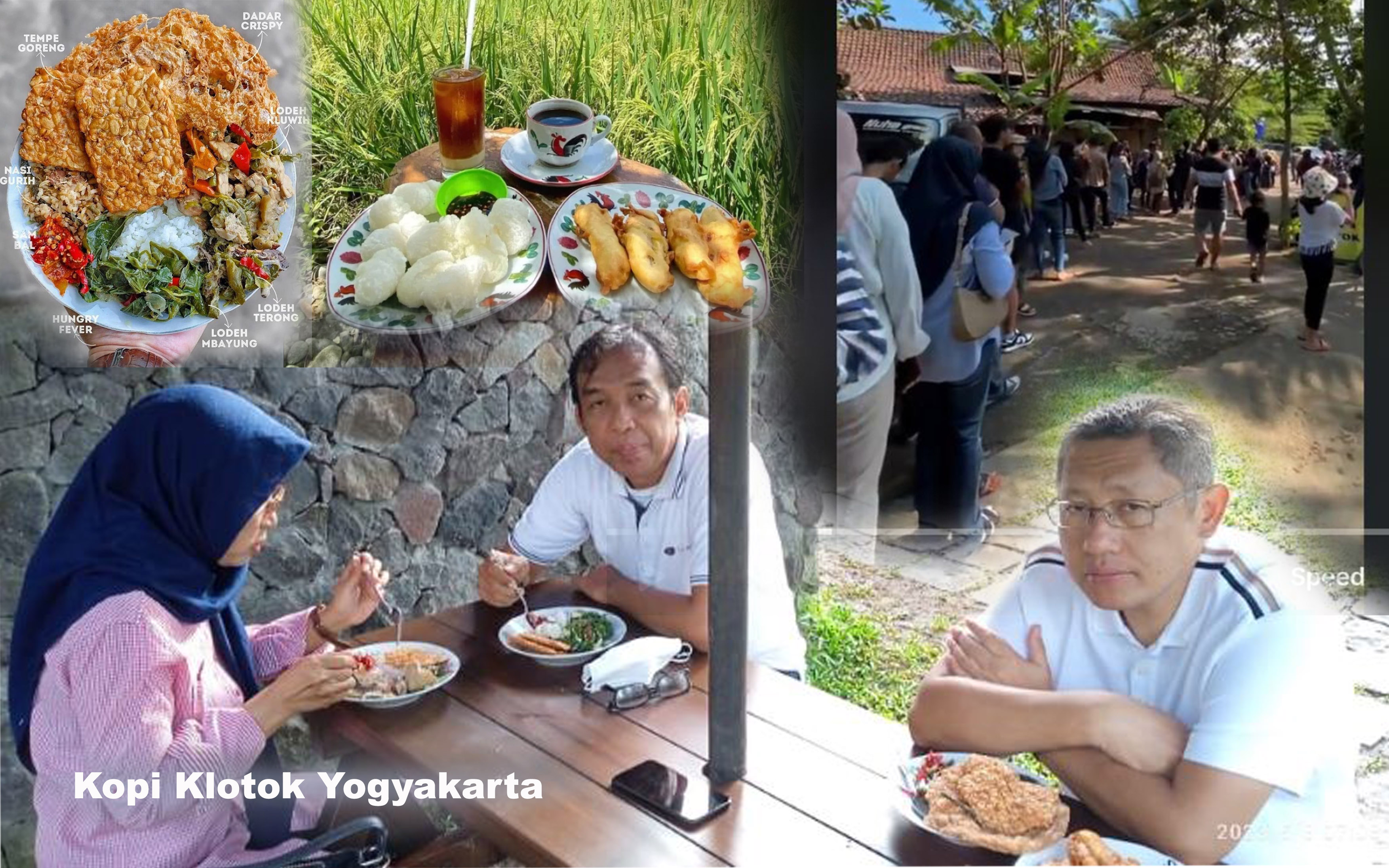 Suasana, menu dan antrean di Kopi Klotok Yogyakarta.