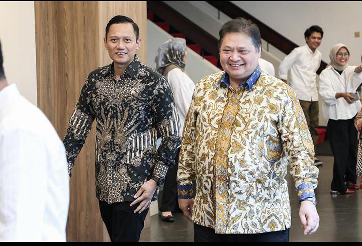 Menteri ATR/Kepala BPN Agus Harimurti Yudhoyono (AHY) sowan ke kantor Menteri Koordinator bidang Perekonomian Airlangga Hartarto