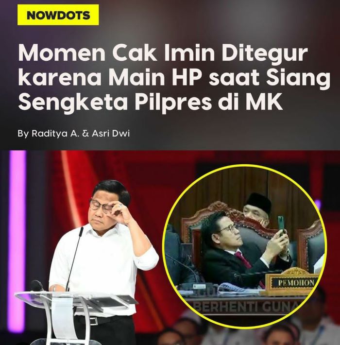 Cak Imin menghadiri sidang pertama Mahkamah Konstitusi agenda gugatan AMIN terhadap  KPU atas hasil Pilpres 2024.