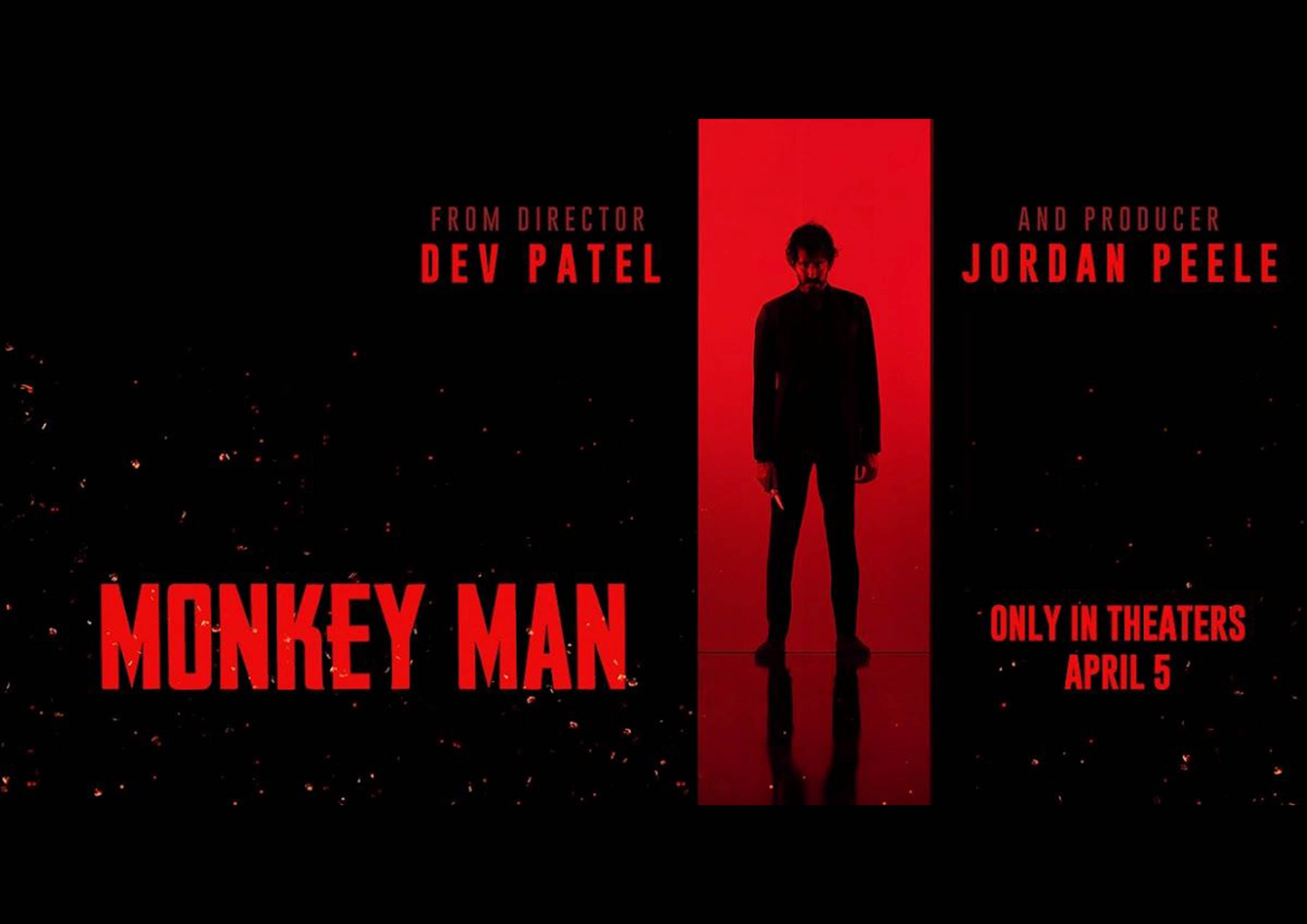 Poster film Monkey Man yang disutradarai oleh Dev Patel.