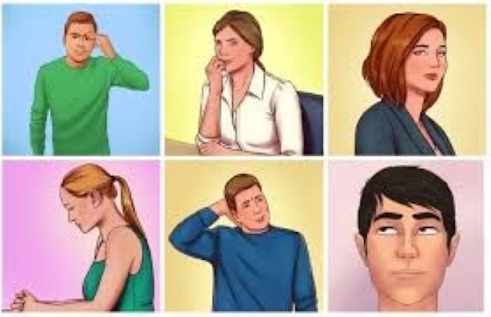ilustrasi beberapa Bahasa tubuh seseorang.