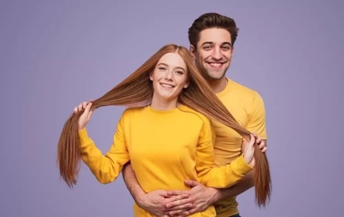 ilustrasi Pasangan Kekasih dengan Rambut yang Indah dan Sehat.