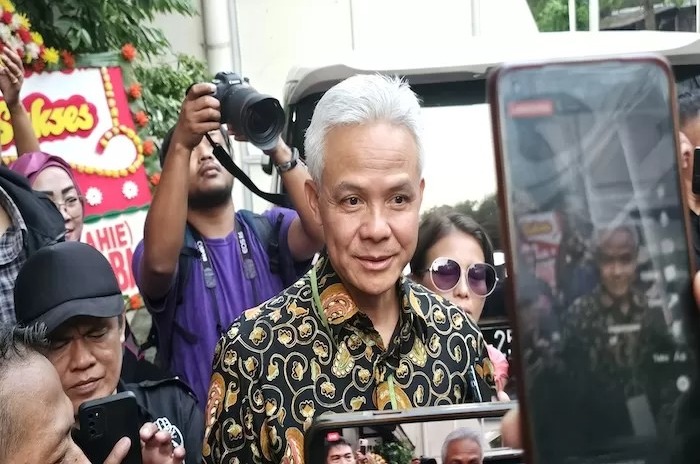 Mantan calon presiden (Capres) nomor urut 3, Ganjar Pranowo di Kawasan Tebet, Jakarta Selatan, Jumat (10/5).
