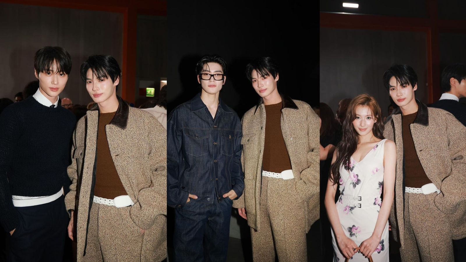 Win Metawin berfoto dengan Byeon Woo Seok, Jaehyun NCT, dan Sana Twice (ig @winmetawin)