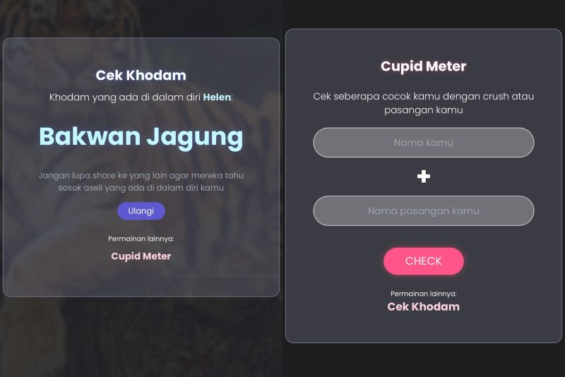 Cek Khodam dan Cupid Meter.