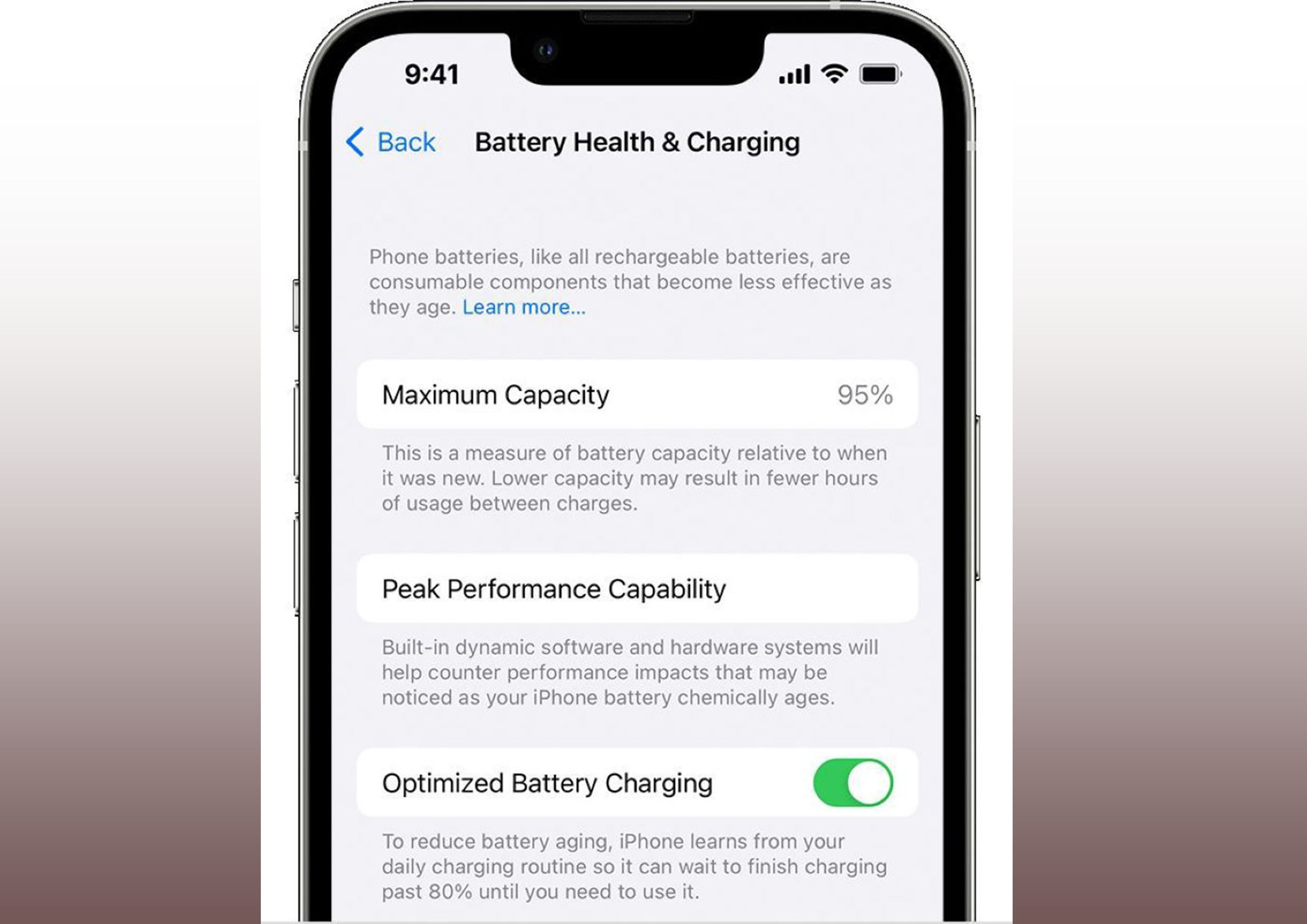 Performa baterai health iphone.