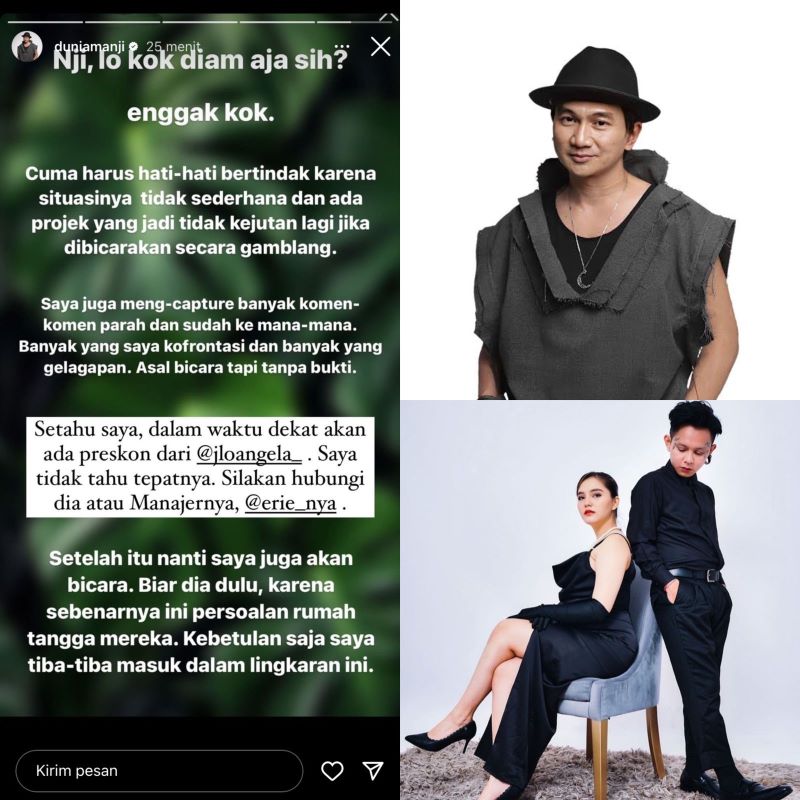 Anji diduga berselingkuh dengan Julietye Angela.