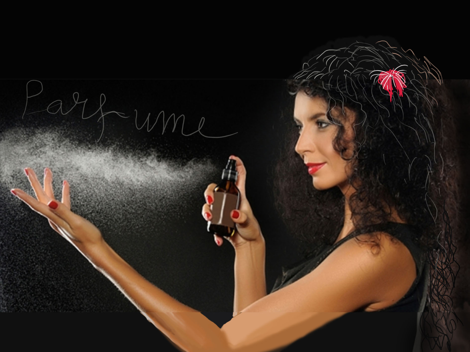Ilustrasi memakai parfum.