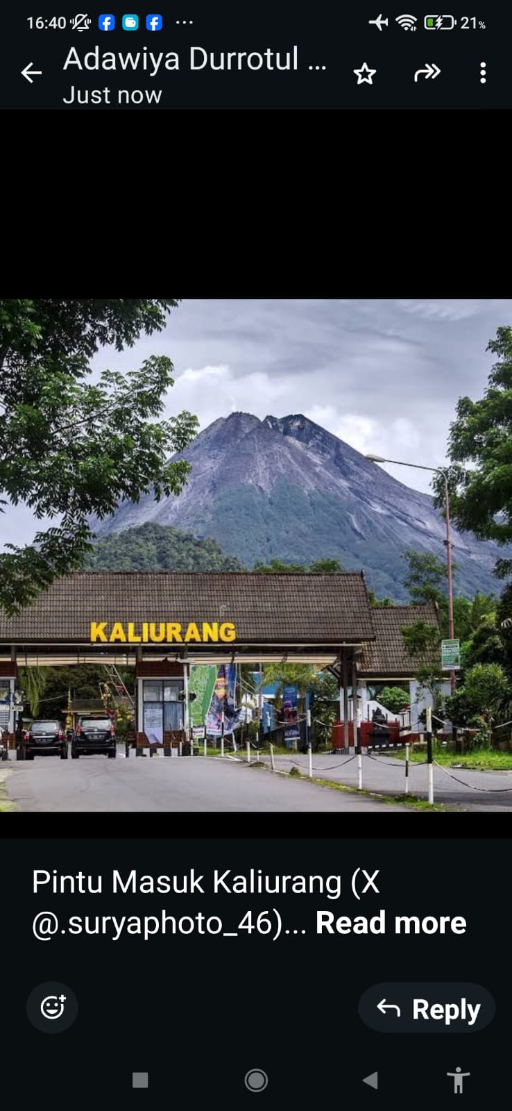 Pintu Masuk Kaliurang (X @.suryaphoto_46)