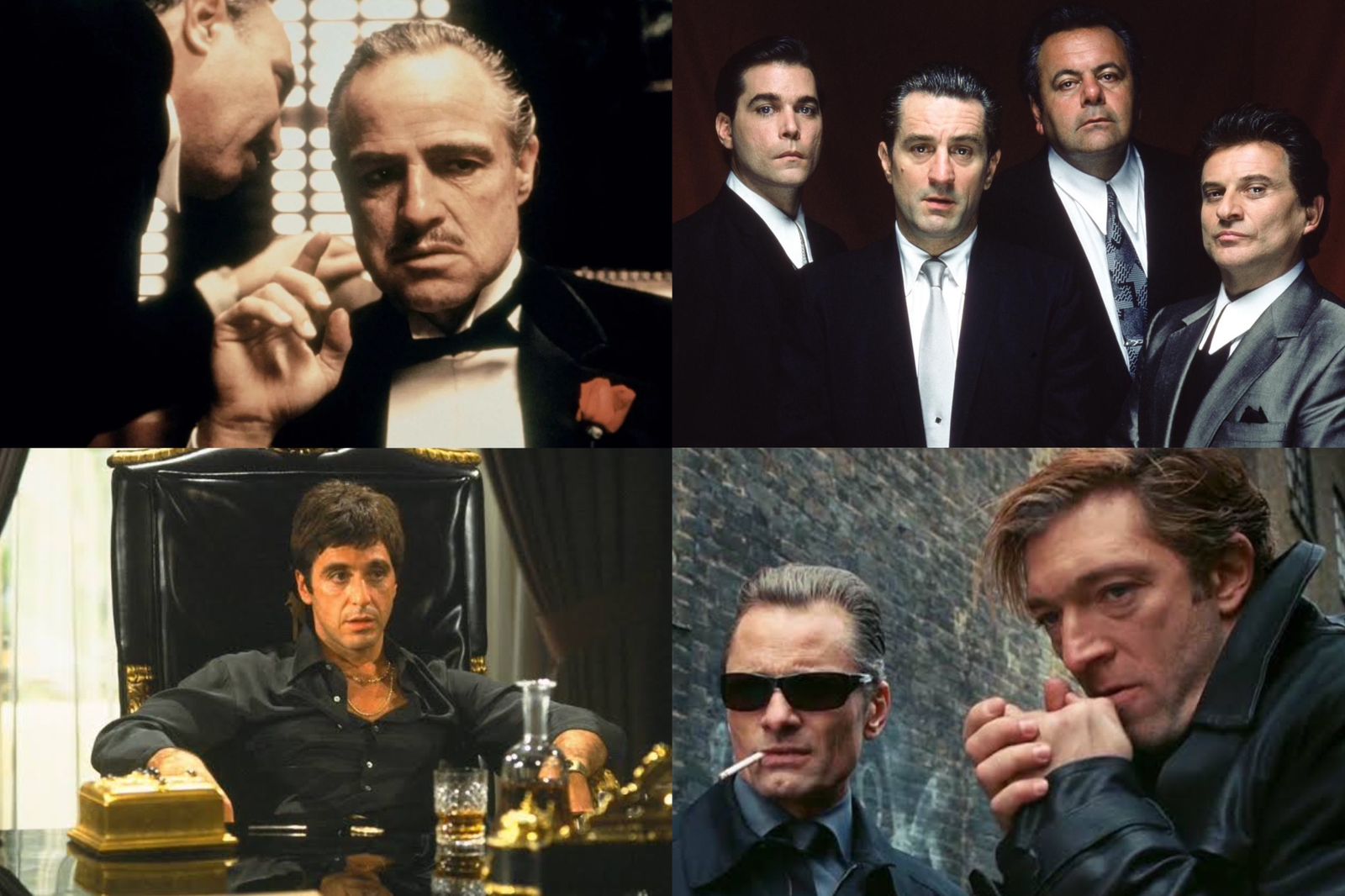 The Godfather, Goodfellas, Scarface dan Eastern Promises. (foto: Google/britannica.com, imdb.com, rottentomatoes.com, vulture.com)