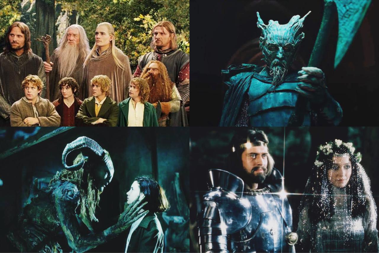 LOTR, The Green Knight, Pan&rsquo;s Labyrinth, dan Excalibur. (foto: Google/pluggedin.com, whatsupnewp.com, imdb.com)