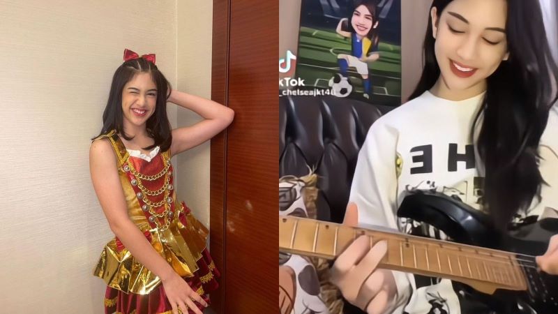 Chelsea JKT48 saat memainkan sound gitar orang lain di Tiktok yang berujung minta maaf.