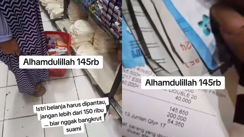 Suami rekam istrinya berbelanja dengan budget tak boleh lebih dari  Rp 150 ribu.