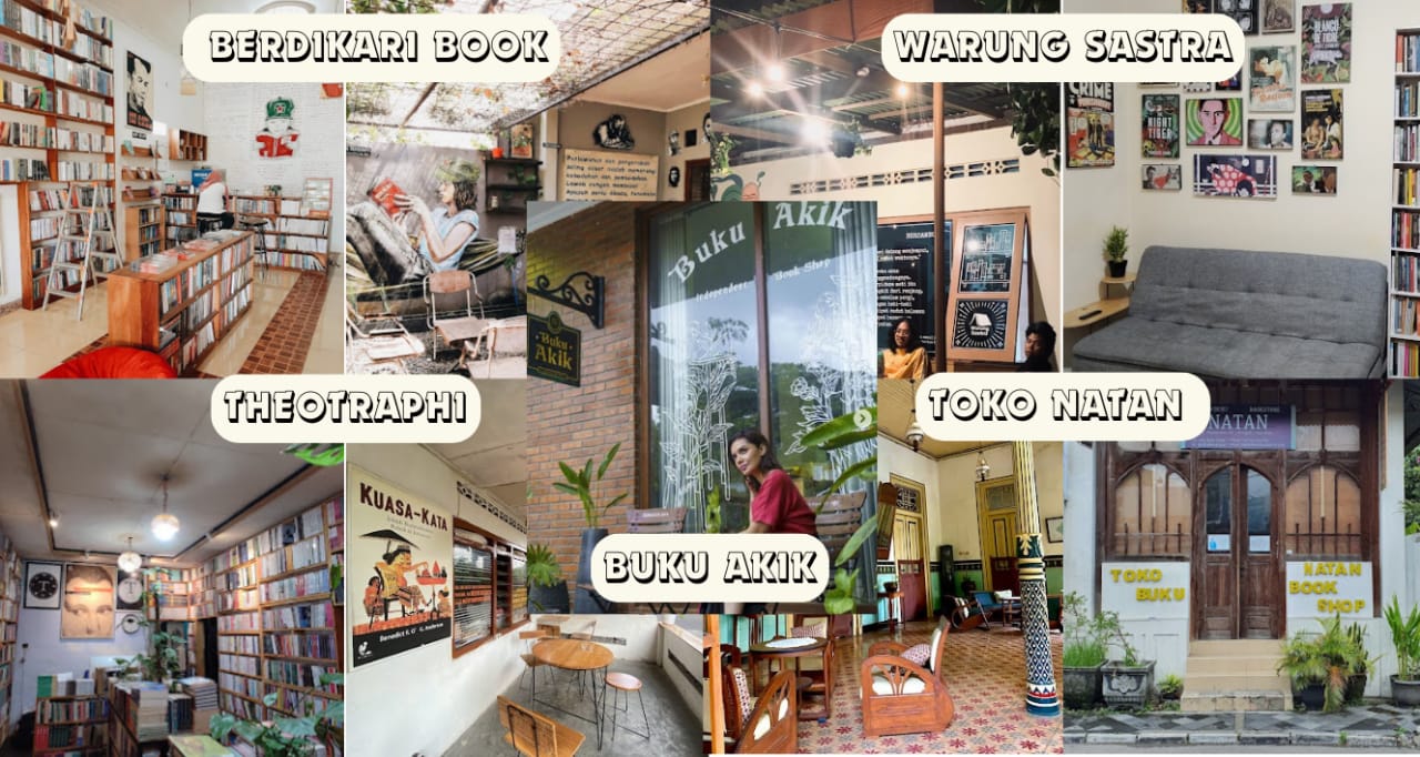 Kolase Foto Toko Buku Aesthetic (Sumber Gambar: Foto Pribadi dan Google maps)