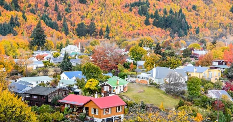 Suasana Pemukiman di Arrowtown, Selandia Baru.