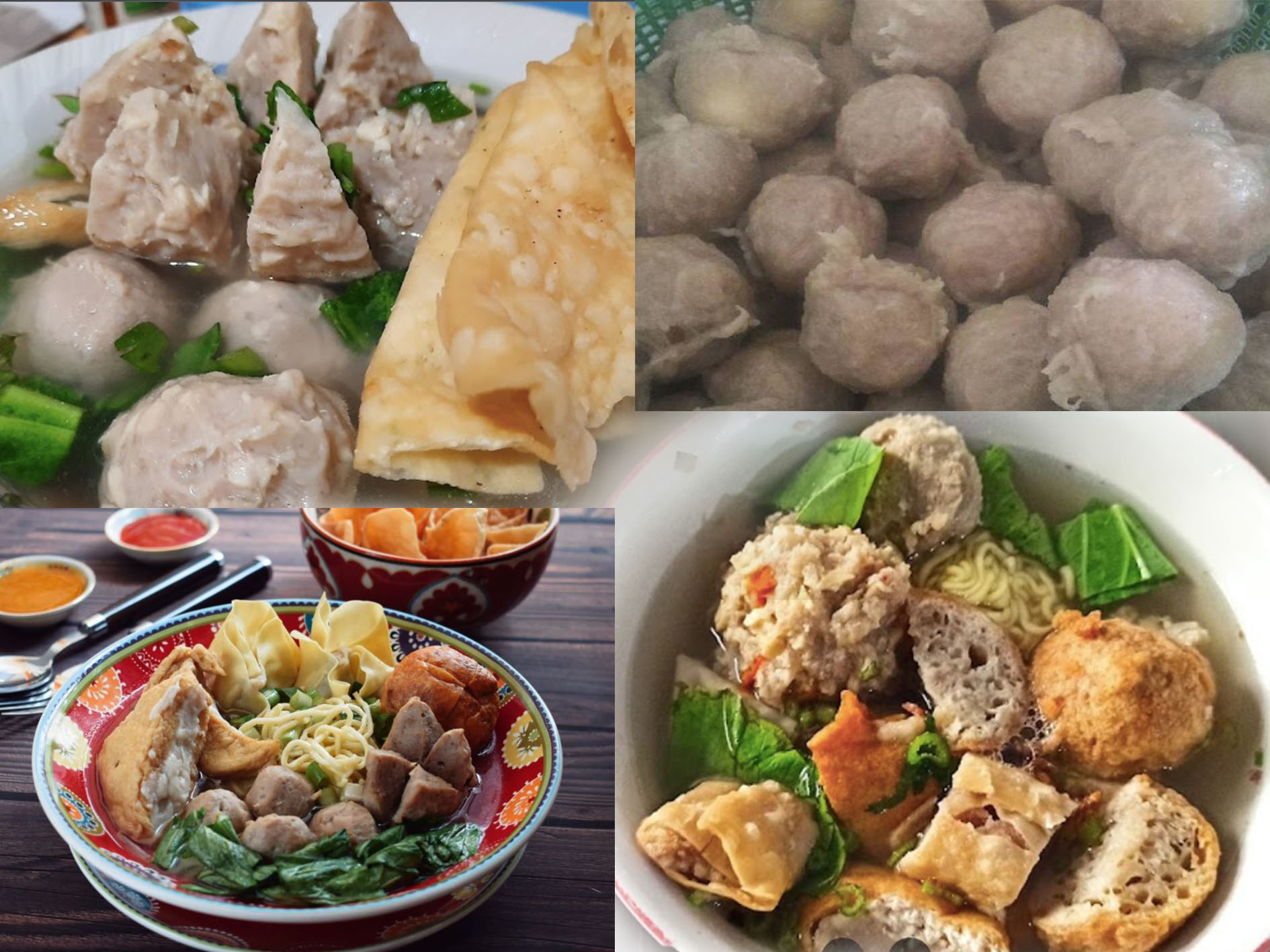 Bakso Solo (atas) dan Bakso Malang (bawah).
