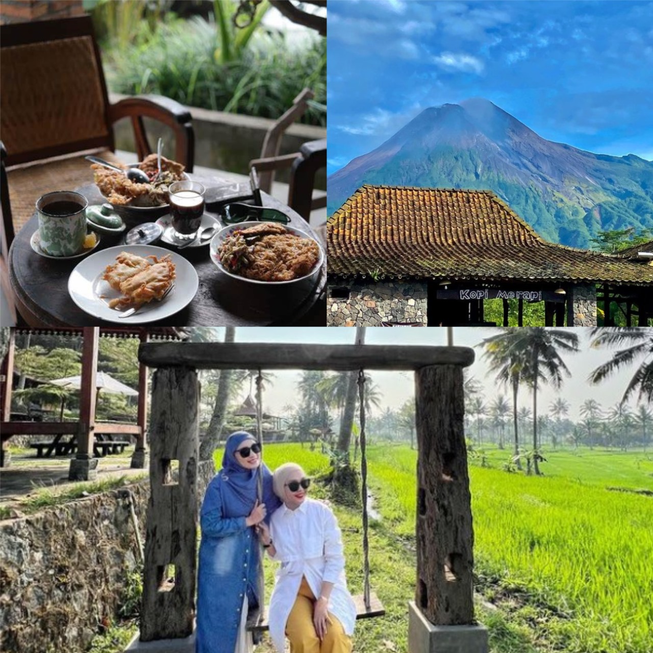 Pesona kuliner Kaliurang dengan view Merapi (kolase berbagai sumber)