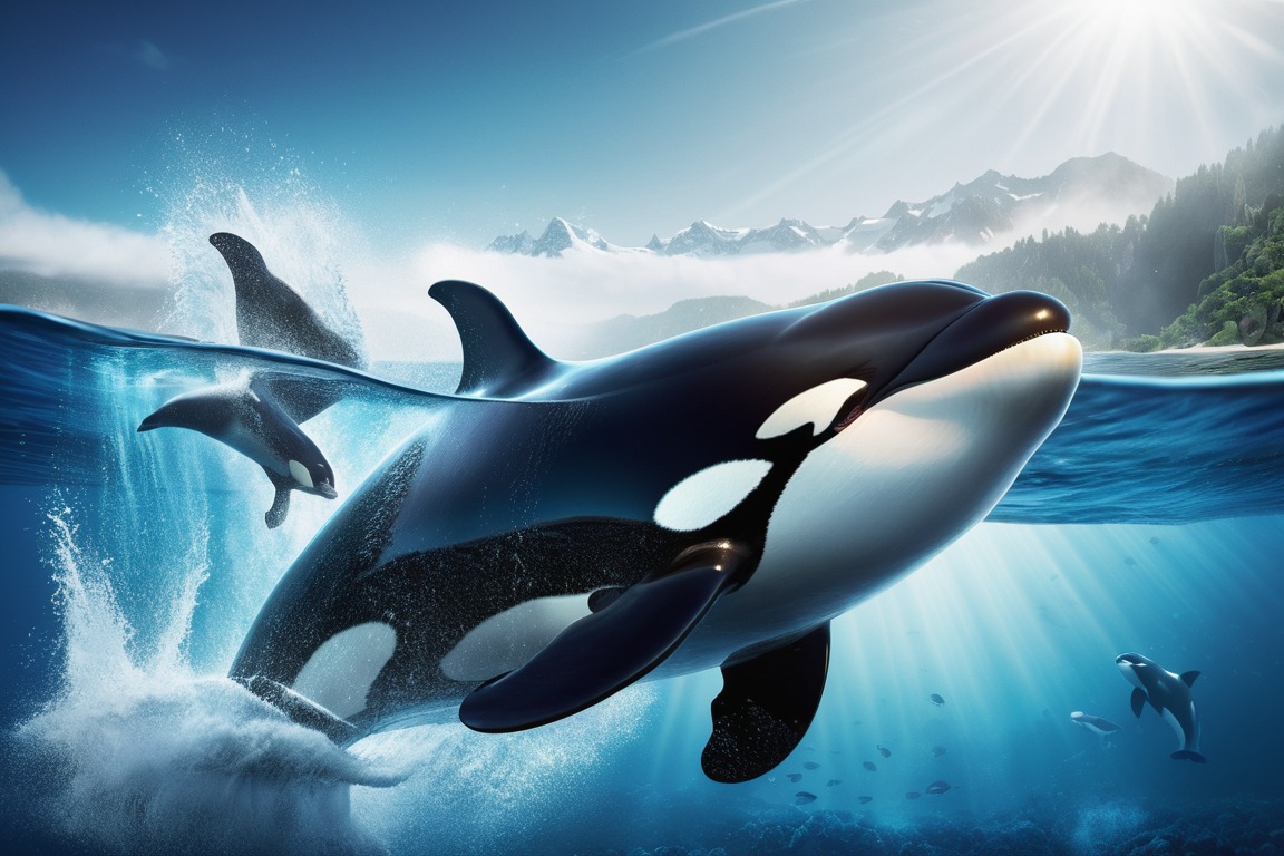Ilustrasi Paus Orca. (AI Generator)
