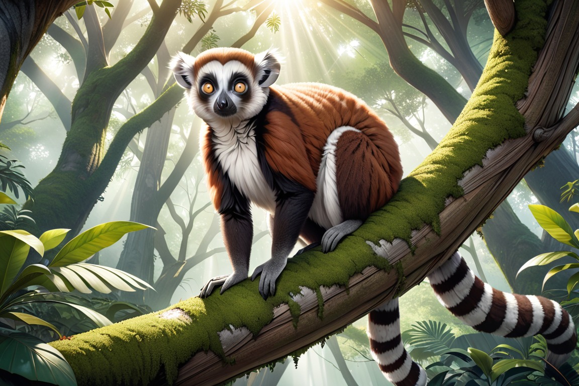 Ilustrasi Lemur, Primata Unik Asal Madagaskar. (AI Generator)