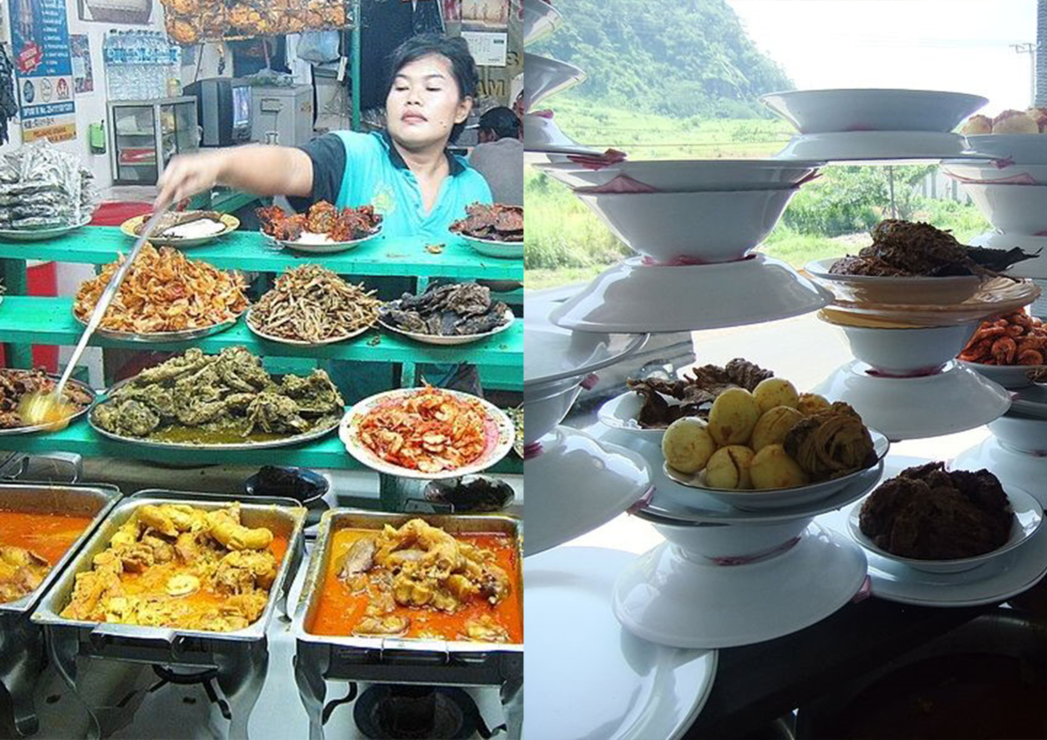 DARI KIRI: Warung makan Nasi Kapau dan Nasi Padang.