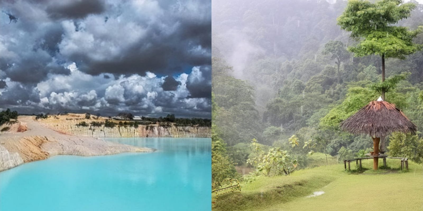 Kawah biru dan Taman Nasional Bukit Tigapuluh. Sumber: berbagai sumber