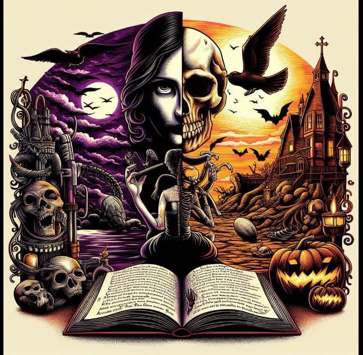 ilustrasi gabungan puisi annabel lee dan lagu a little peace of heaven (bing ai image creator)