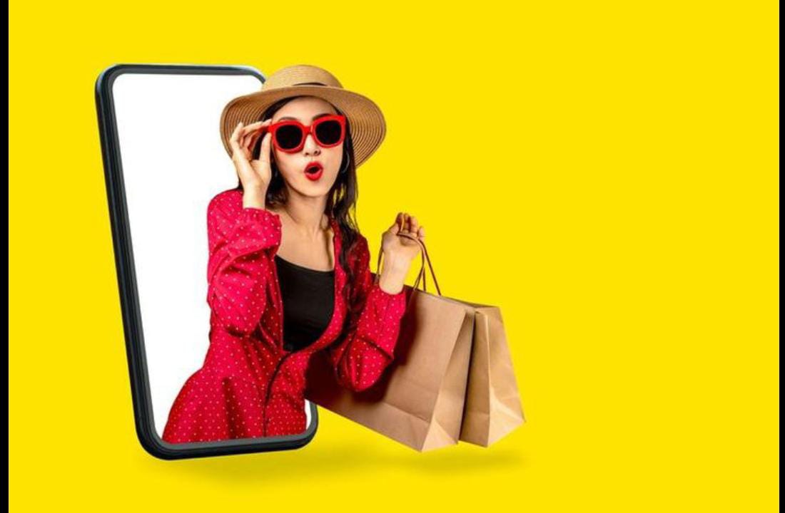 ilustrasi wanita berbelanja online (pinterest)
