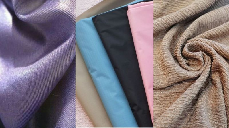 Ilustrasi bahan polyester, nilon, crinkle.