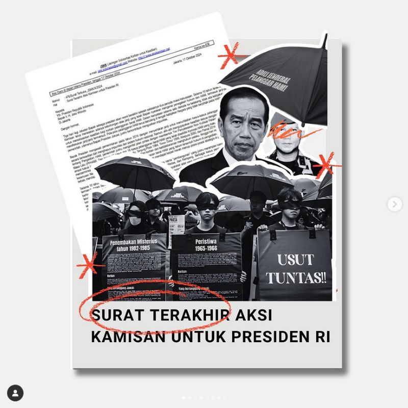 Surat untuk Istana Negara & Presiden Jokowi ini adalah surat terakhir untuk Presiden RI terakhir yg @aksikamisan buat dan kirim.