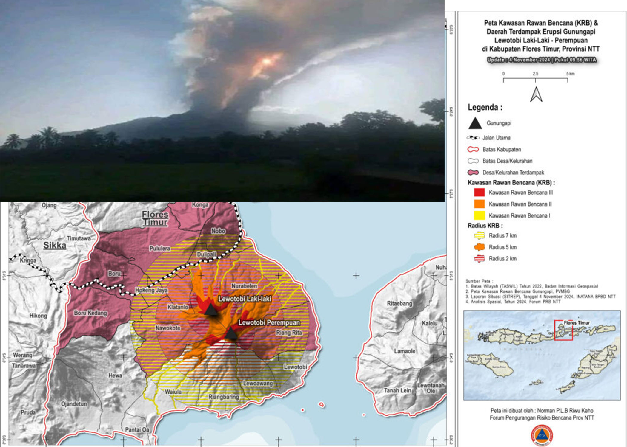 Erupsi Gunung Lewotobi Laki-laki di NTT.
