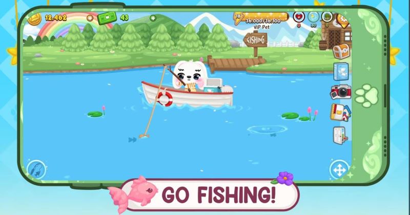 Tangkapan layar game Pet Society Island.