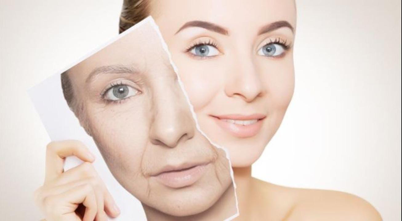 ilustrasi wajah wanita sebelum dan setelah memakai produk skincare yang mengandung retinol (pinterest)