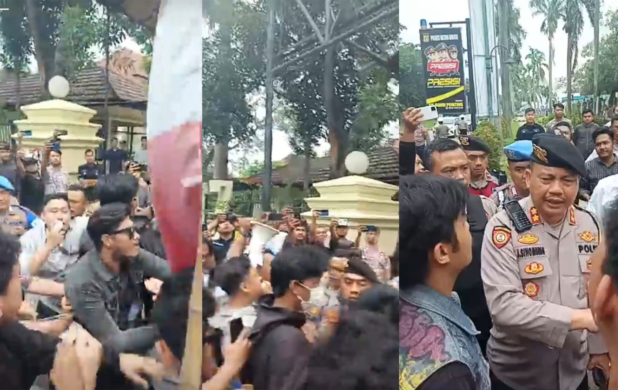 Unjuk rasa GMNI Bekasi Mapolres Metro Bekasi.