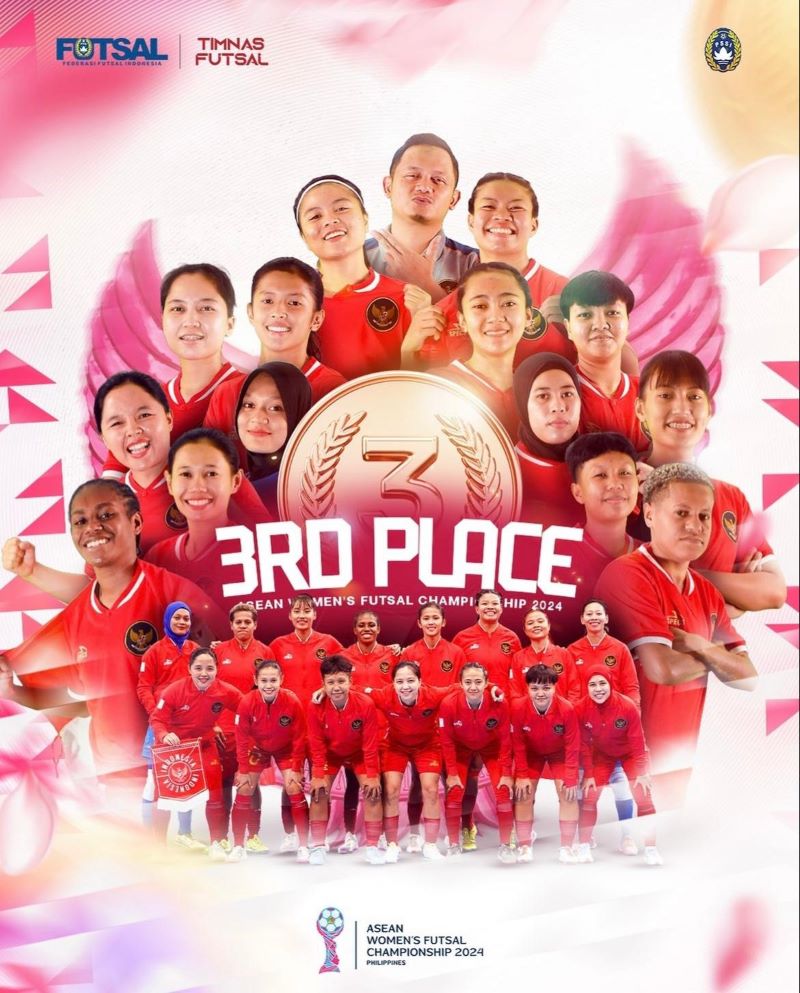 Timnas Futsal Putri Indonesia berhasil meraih kemenangan gemilang atas Myanmar dengan skor 4-1 dalam pertandingan perebutan posisi ketiga.