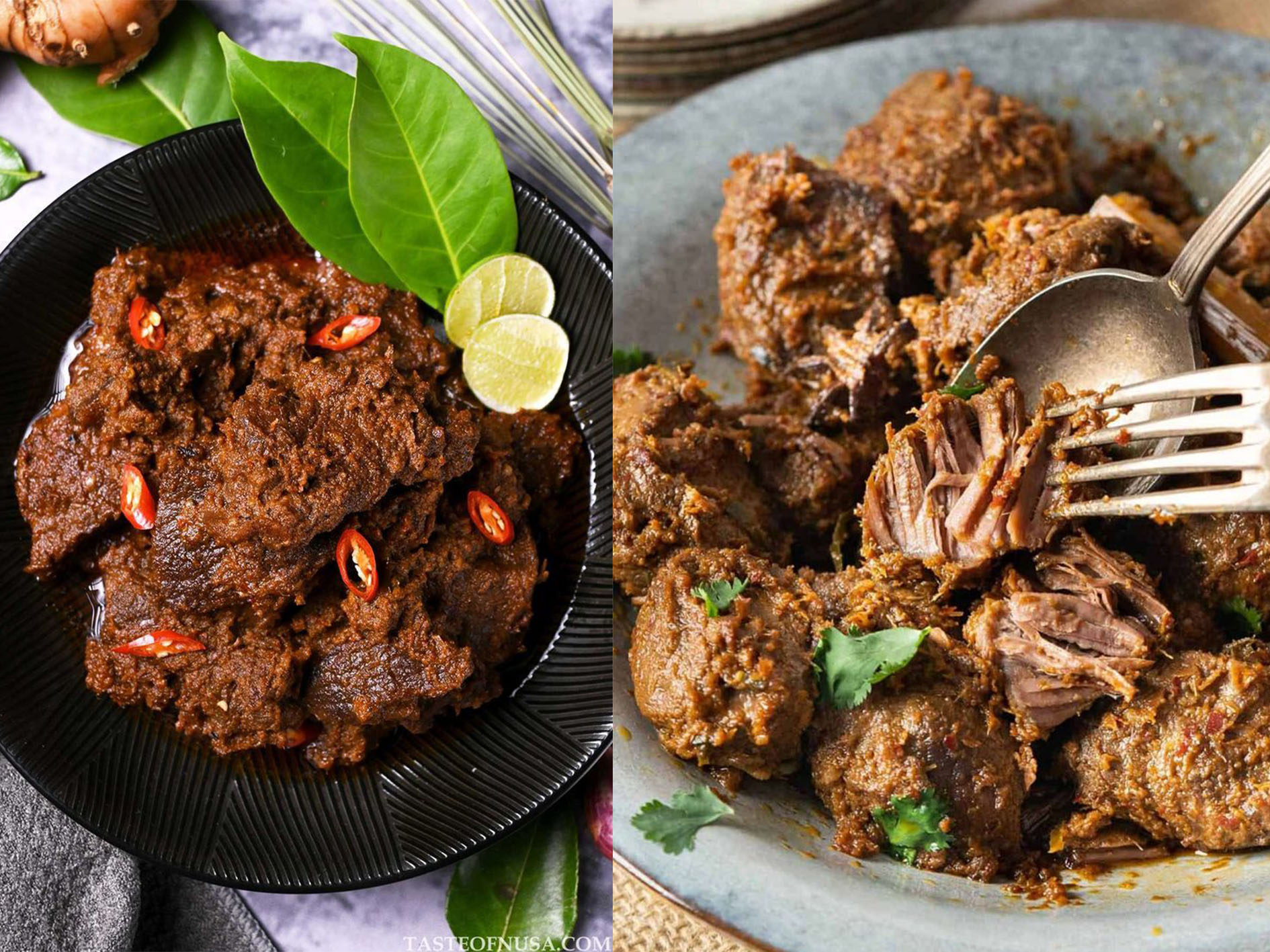 Sepiring rendang padang yang menggugah selera.