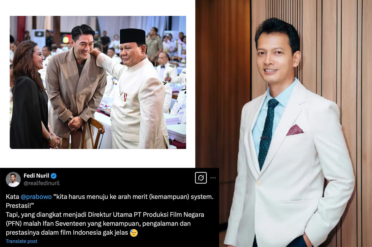 Cuitan Fedi Nuril di akun X pribadinya.