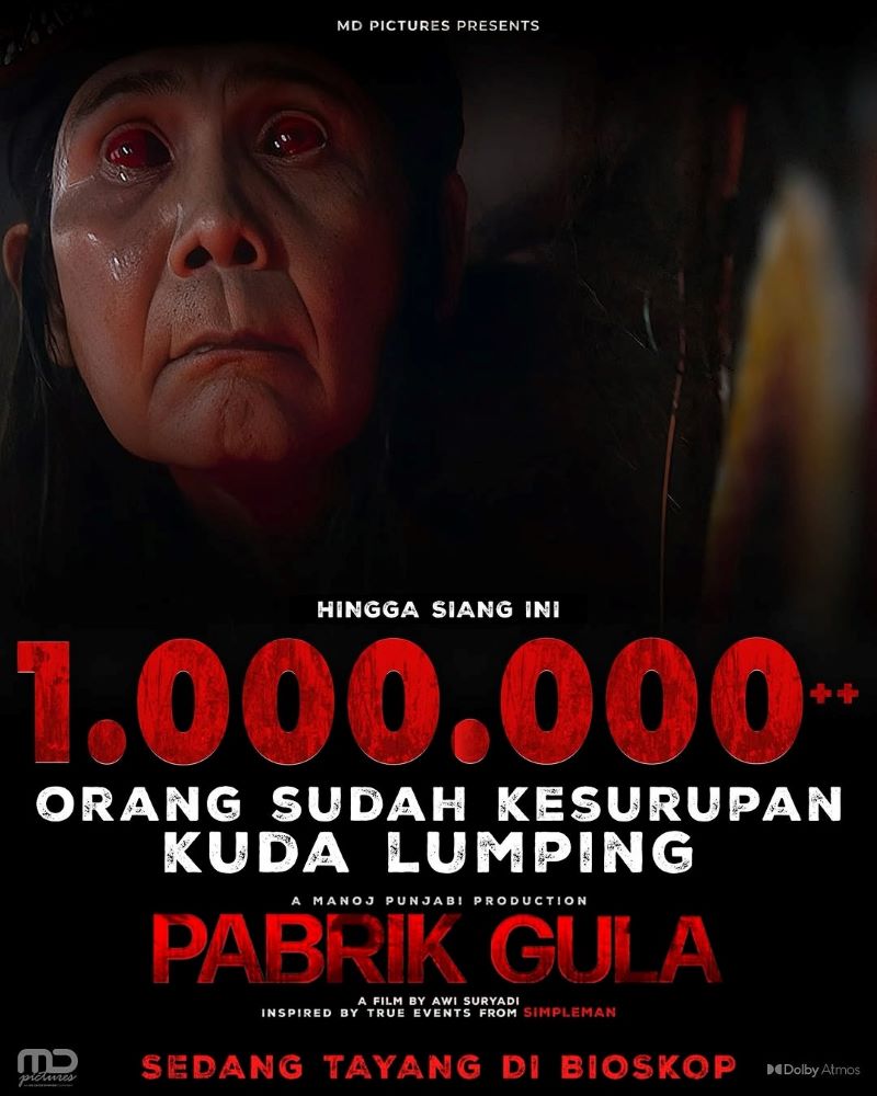 Film Pabrik Gula memimpin, mencapai 1 juta penonton di hari keempat.