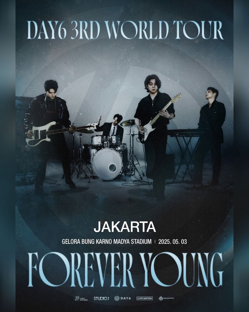 Poster Konser DAY6 3rd World Tour "Forever Young" di Jakarta.