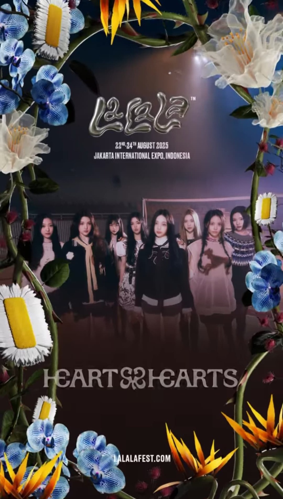 Hearts2Hearts tampil di Indonesia pada festival LaLaLa 2025.