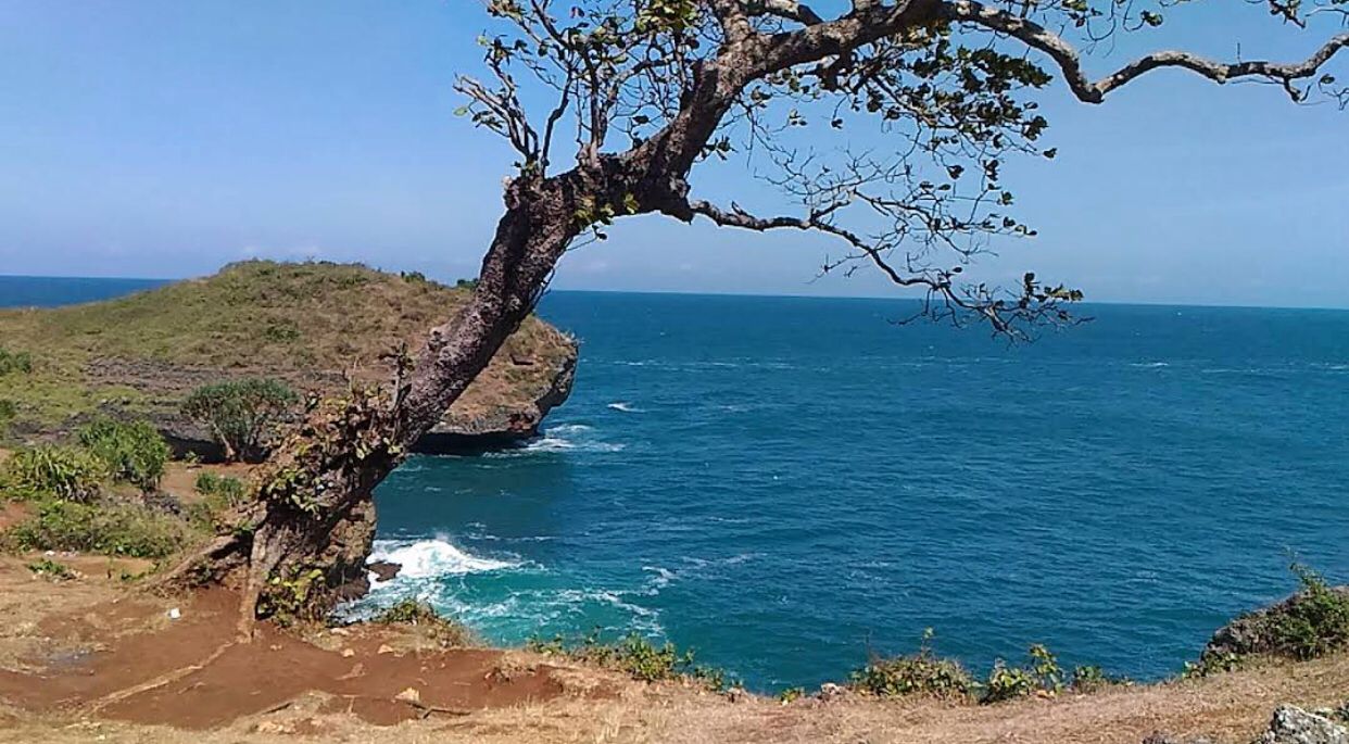 Pemandangan pantai Tanjung kesirat dari atas tebing.