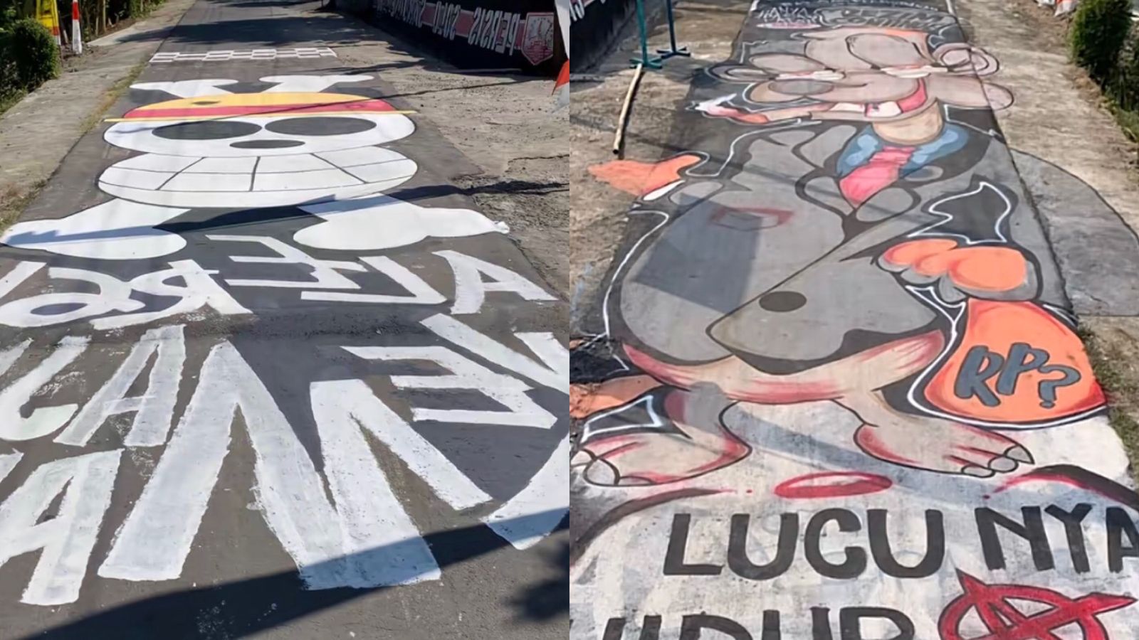 Mural One Piece di Sragen diganti menjadi gambar tikus berdasai.