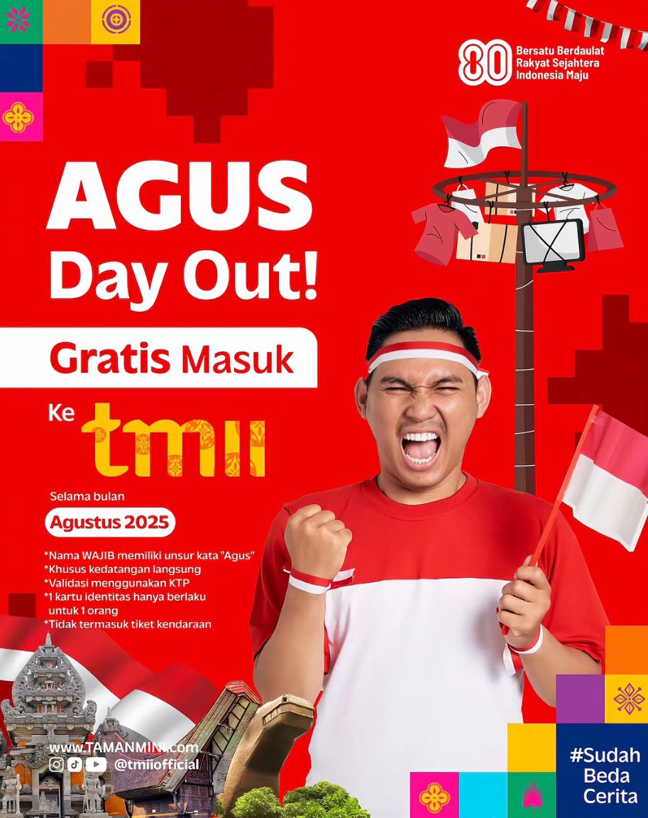 Gratis masuk TMII Jakarta bagi orang bernama Agus.