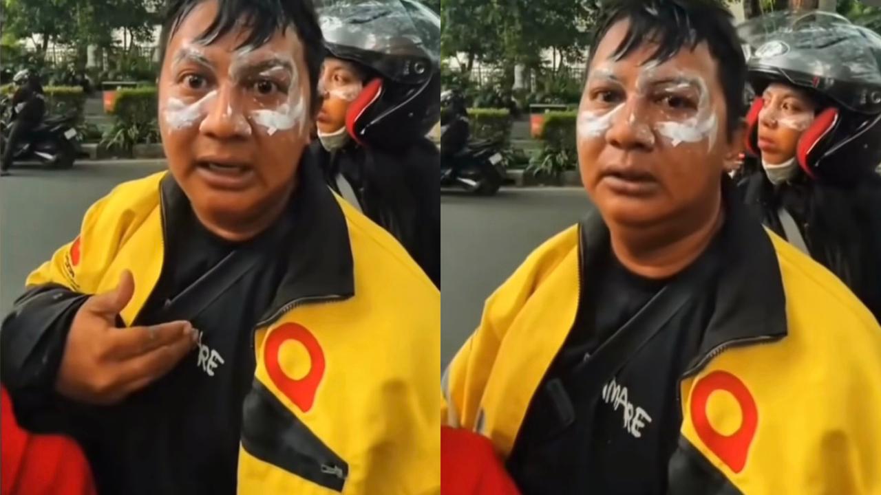 Ilustrasi Pengemudi Ojol Kecewa Pesanan Makanan Rusak Akibat Gas Air Mata.