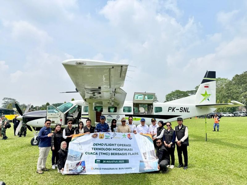 Uji coba pesawat Caravan di Lanud PM Bun Yamin.&nbsp;
