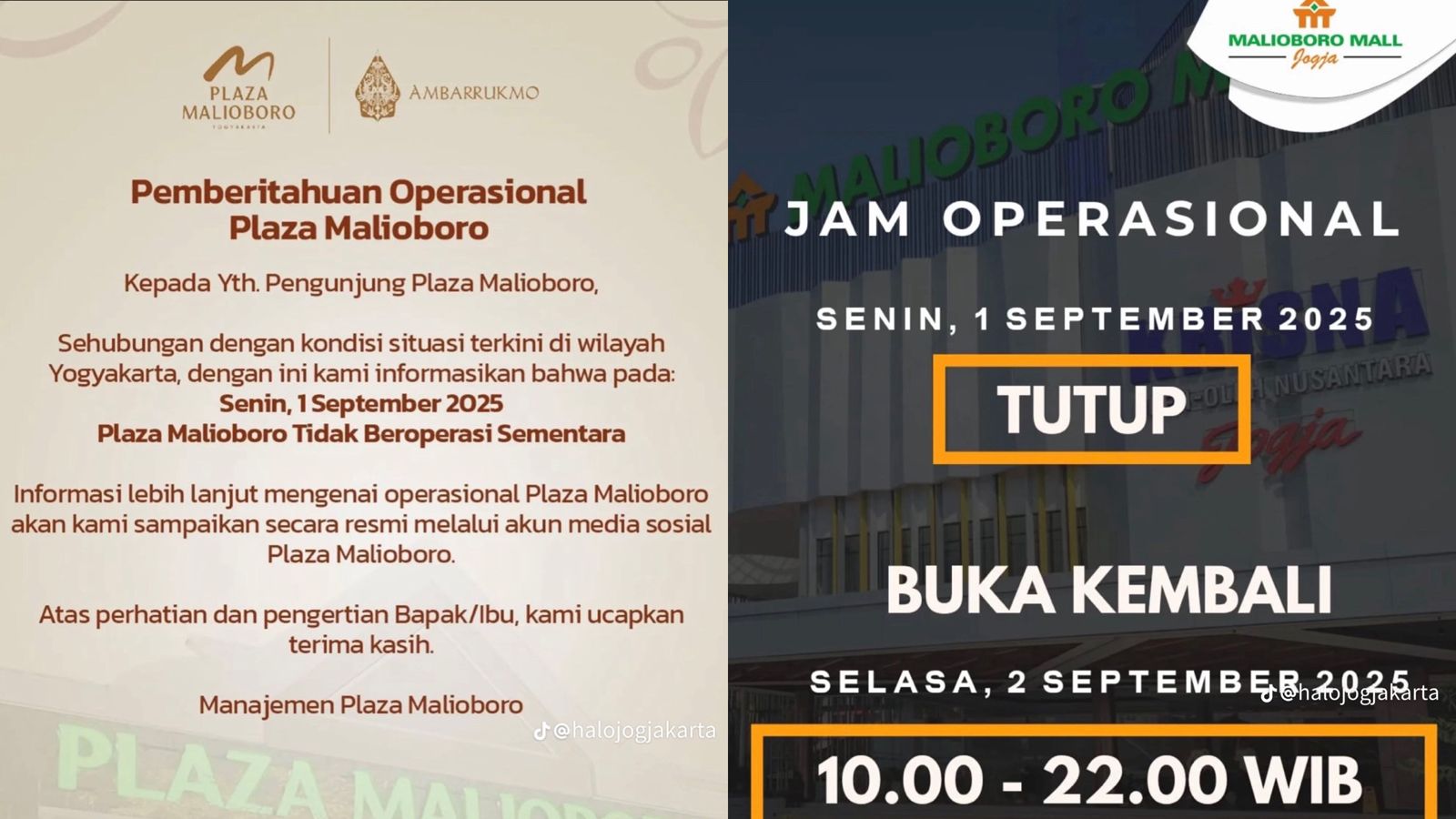 Beberapa toko secara resmi umumkan tutup sementara.