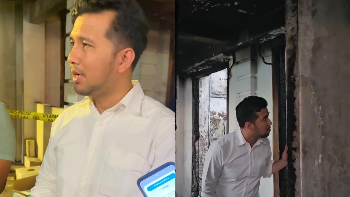 Ilustrasi Emil Dardak Saat Melihat Kantor yang Terbakar di Gedung Grahadi.