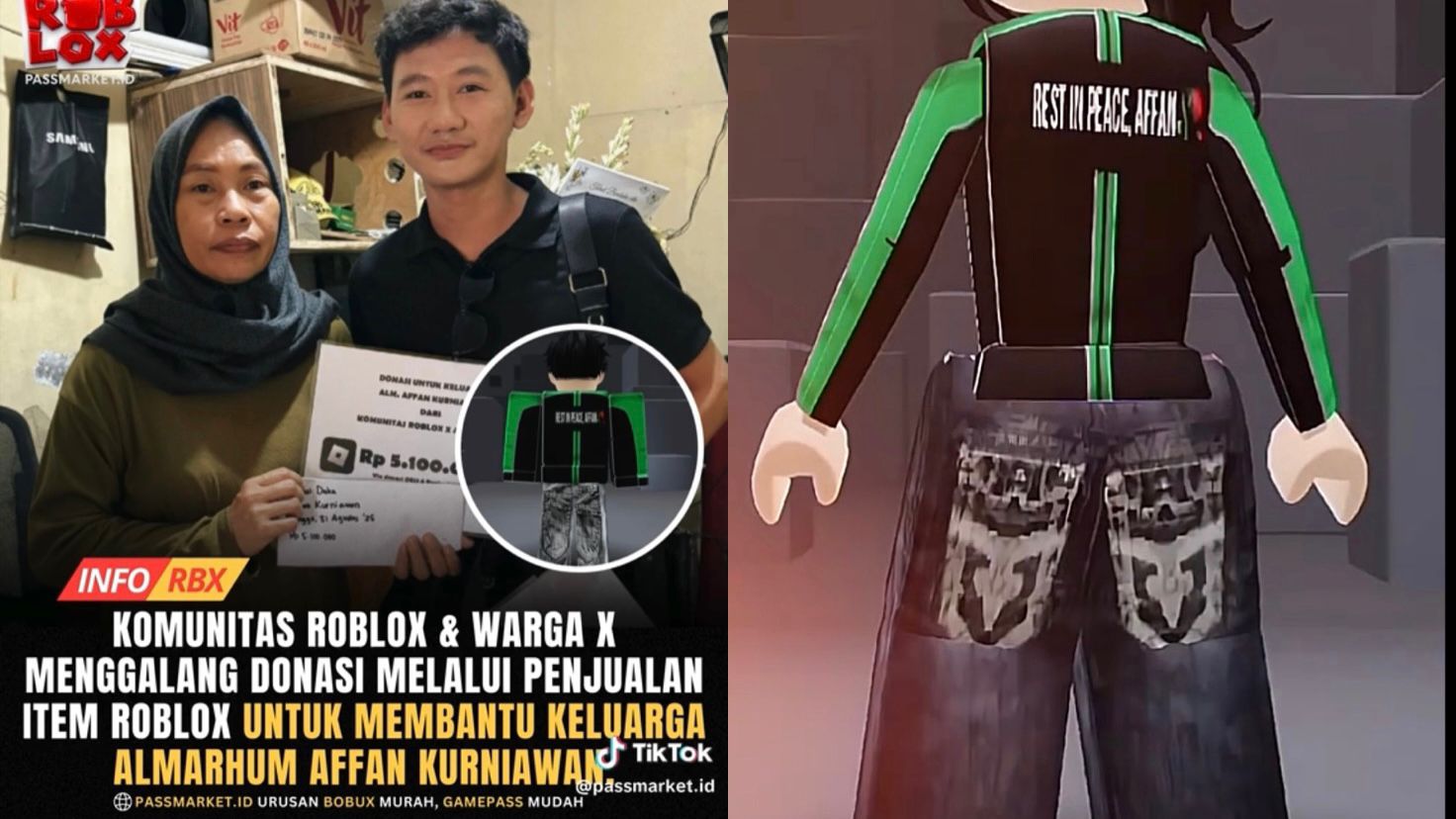 Ilustrasi Penggalangan Dana dari Komunitas Roblox untuk Almarhum Affan Kurniawan.