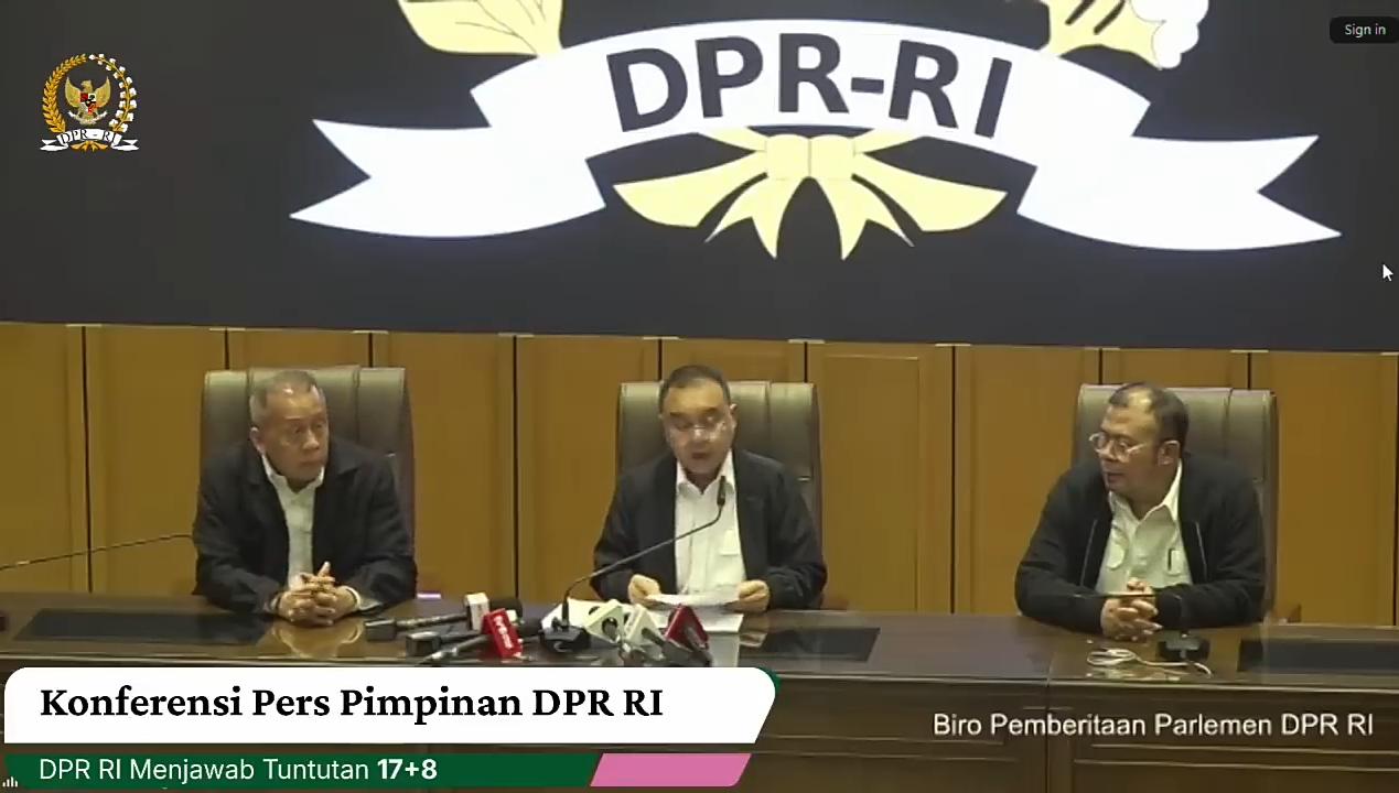 Konferensi Pers DPR RI Menjawab Tuntutan 17+8, (5/9/2025).