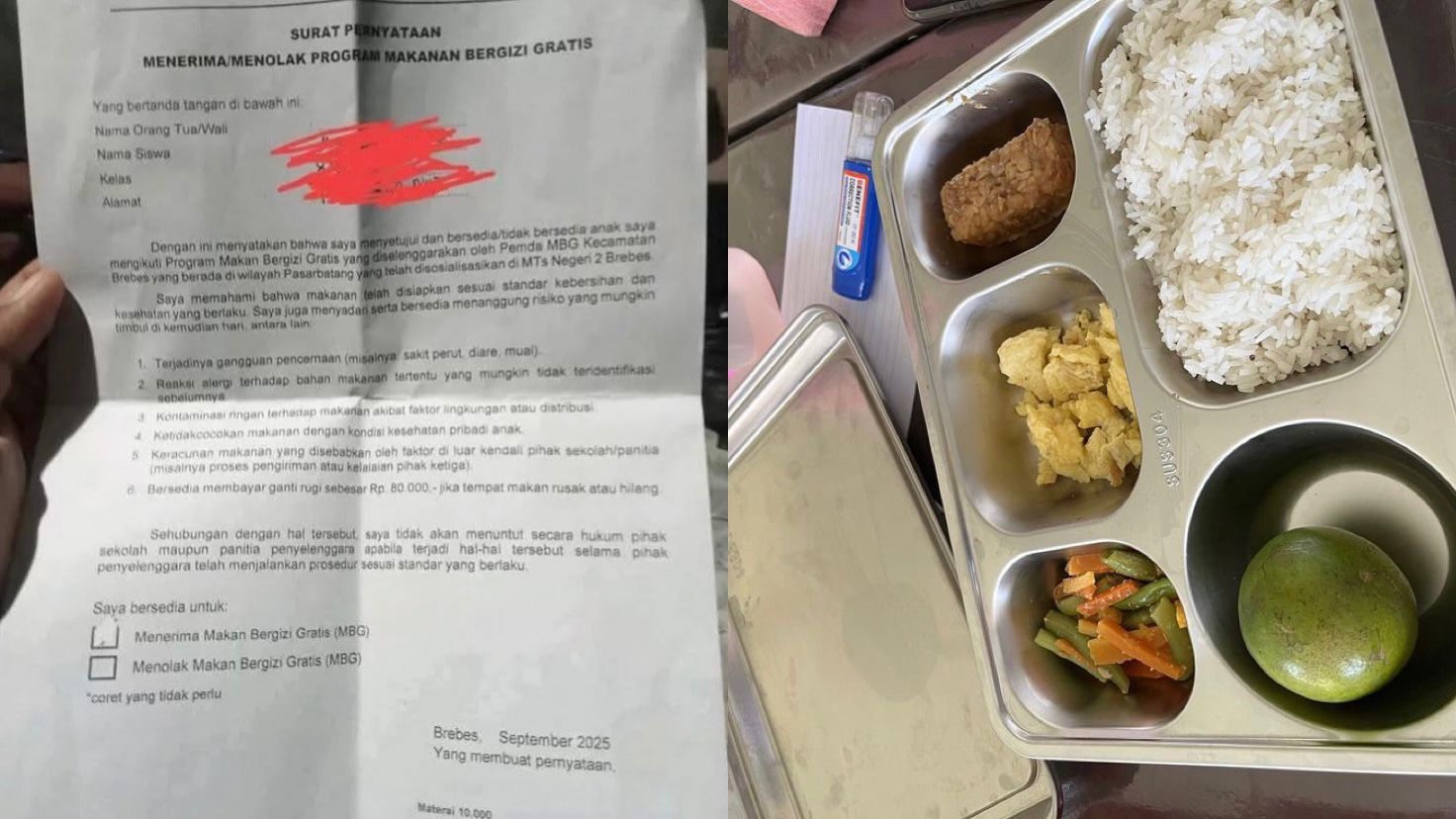 Ilustrasi Surat Pernyataan Program Makan Bergizi di MTsN 2 Brebes.